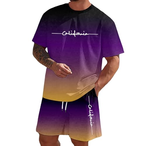 Tenue sexy homme ensemble été t-shirt et short imprimés taille basse mode clubwear deux pièces