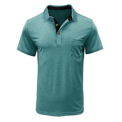 Camisetas Polo para Hombre, Manga Corta, Informales, Clásicas, Básicas, con 3 Botones y Bolsillo, para Verano miniatura 3