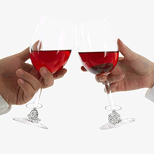 Wine Glass Charms, CNYMANY Zinc Alloy Christmas Themed Goblet Drink Markers Tags with Buckle Design for Christmas Wine Cocktail Champagne Tasting Party Favors Supplies Gifts