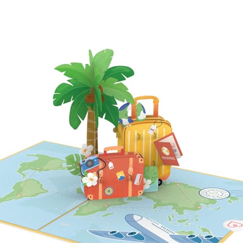 papercrush® Pop Up Carte cadeaux « Bon Voyage » – Carte anniversaire pour femme et homme, Carte de voeux 3D pour bon cadeau voyage avion, Carte depart...