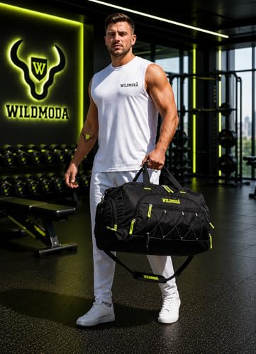 Image of 50L Gym Duffel Bag | Large Travel Sports Bag for Men & Women (Black & Green)