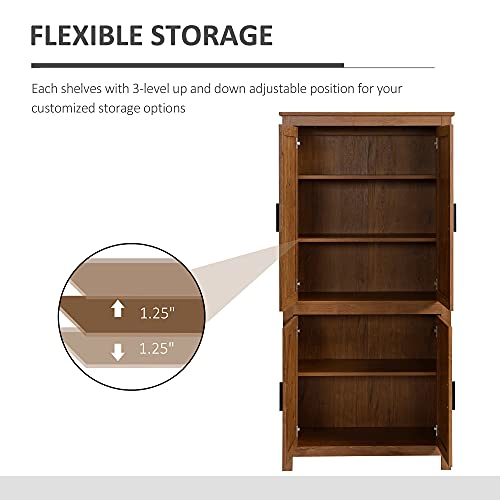 Homcom US835-476AK0131 64 Inch Kitchen Pantry Cabinet, Freestanding Storage Cabinet With 4 Doors And 3 Adjustable Shelves For Dining Room, Oak thumb #4