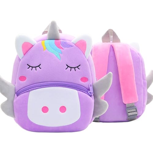 UNEEDE Unicorn Toddler Backpack for Boys and Girls,Kindergarten Backpack for Ages 3-9,Cute Mini Plush Bookbag for School,Travel,Camping,Child Preschool Kindergarten Primary Book Back