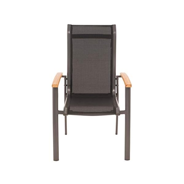 OUTLIV. Alpha Gartenstuhl mit Teak-Armlehnen Anthrazit