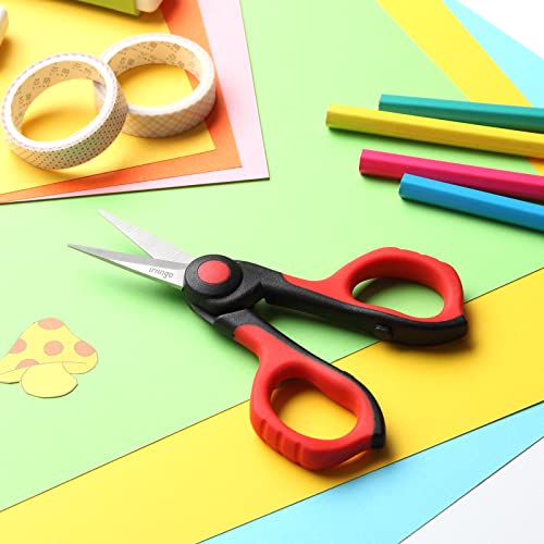 Livingo 4.5” Small Sharp Embroidery Scissors, Precise Detail Pointed Tip Stainless Steel Shears For Cutting Fabric, Needlework Thread Yarn Craft Sewing, Scrapbook, Paper, 2 Pack Red/Black #TOP5