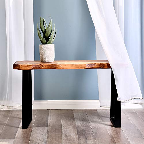 Welland Wood Entryway Bench With Metal Legs, Mid-Century Modern Bench For Living Room, Indoor, Porch, Farmhouse #TOP6