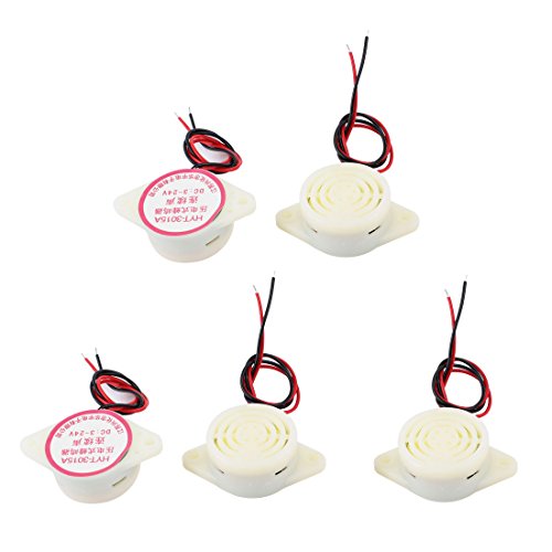 uxcell 5 Pcs DC 3-24V Plastic Shell Continuous Sound Electronic Buzzer Alarm