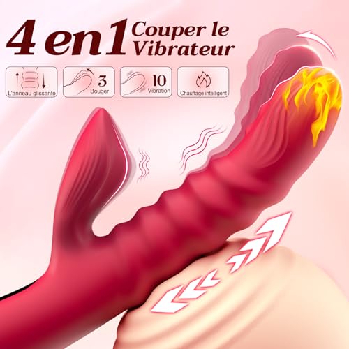 Vibromasseur à poussée point G stimulateur clitoridien puissant 4en1
