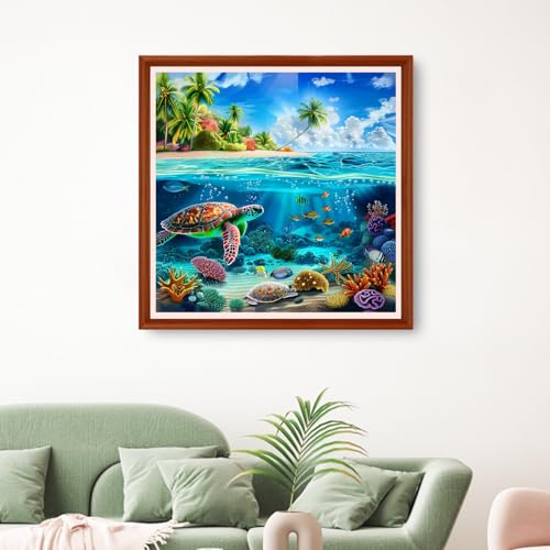 Image of Hopeart Stamped Cross Stitch Kits for Beginner Embroidery Kits for Beginners Adults DIY 11CT Cross Stitch Patterns Needlepoint Kits Crossstitching Kits-Underwater World Scenery 18x18 inchs