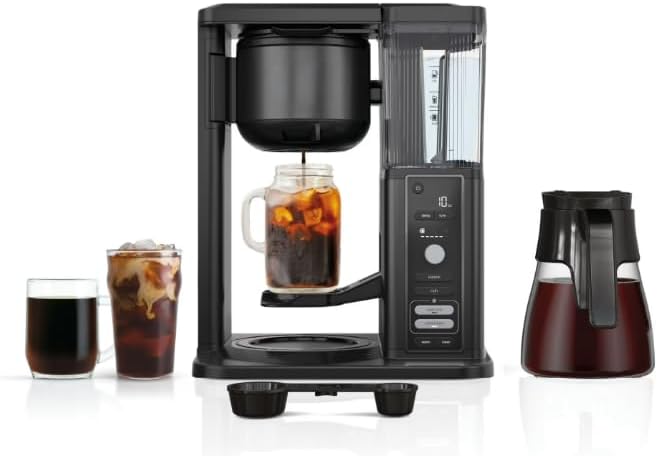 Niinjja Hot Iced Coffee Maker, Single Serve to 10 Cup Carafe, Drip, Rapid Cold Brew, Versatile Brewing, Smart Water System, Color Black (CM 360)