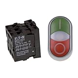 Herkunftsland:- Deutschland Eaton 216509 Doppeldrucktaster, 1 Schließer + 1 Öffner, LED 85-264 V AC, Schraubanschluss