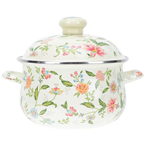Amosfun 1 Pieza Olla de Estofado de Esmalte para Cocina para Inducción y Gas Resistente y Práctica para Sopa y Guiso Hogar