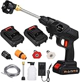 Shkalacar Lavadora a Presión Inalámbrica, 60 Bar Limpiador a Presión Portátil de Mano con Batería y Cargador 24v 1500mah Batería Recargable para Lavar Autos, Regar Flores, Limpiar Pisos