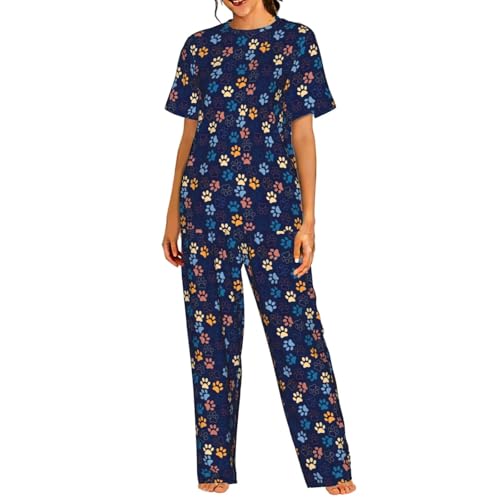 Pyjama à manches courtes femme imprimé chien pour vos moments cocooning
