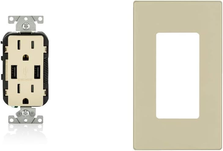 Leviton T5632-T USB Charger/Tamper-Resistant Duplex Receptacle, 15-Amp, 8-Pack, Light Almond