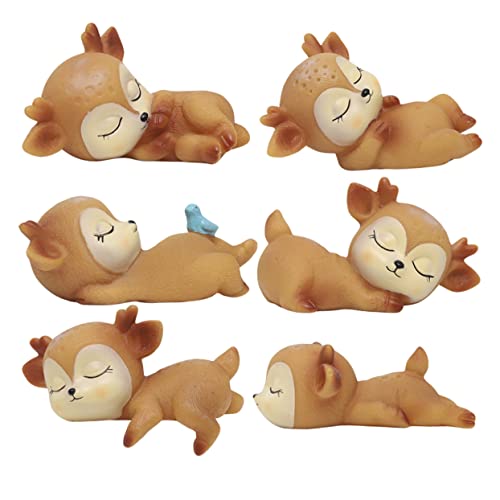 Amosfun 6 Unidades Ornamento De Cervo Fofo Toppers De Bolo De Brinquedos Em Miniatura Enfeites De Bo