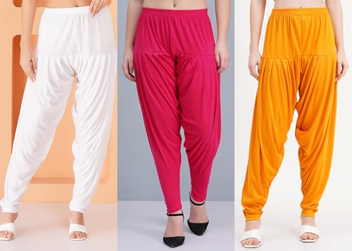 Image of Buy That Trendz Patiala Pant Combo Pants for Womens Pack of 3 Viscose Patiyala Salwar Bottoms