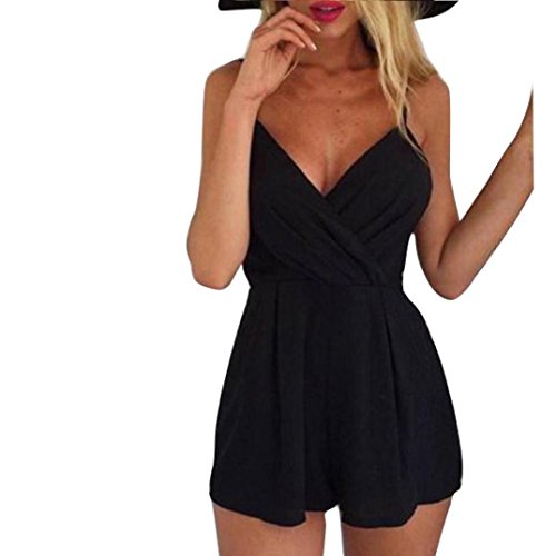 Mono Largo Mujeres JiaMeng ONO de Fiesta Bodycon Sexy Playsuit para Mujer Pantalones de Mameluco Clubwear Traje de Playa de Verano Fiesta Tallas Grandes Mono Cortos Jumpsuit (XL, Negro)