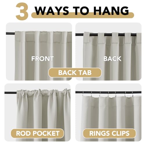 Image of H.VERSAILTEX Blackout Curtains Thermal Insulated Window Treatment Panels Room Darkening Blackout Drapes for Living Room Back Tab /Rod Pocket Bedroom Draperies (2 Panels, Pale Oak, 52 x 63 Inch)
