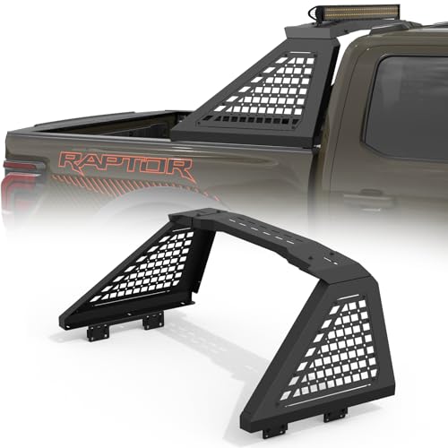 Image of Adjustable Roll Bar Full Size Compatible with Truck F-Series /F150 /Ranger /Tremor /Lighting, Ram 1500 TRX Series, Silverado 1500, Gmc Sierra 1500, Tundra,Titan Xd | No Drilling Installation