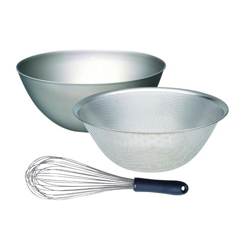 柳宗理デザイン ステンレスボウル27cm & パンチングストレーナー27cm & 泡立て セット