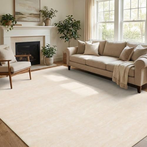 Garvee Modern Solid Rugs for Living Room 8x10 Washable Rug Large Non Slip Low Pile Foldable Carpet Ultra Soft Non-Shedding Stain-Resistant Floor Mat f