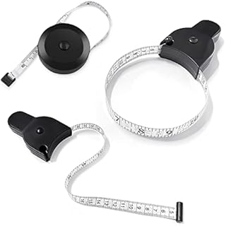 3Pcs Body Measure Tape Set Include Handle Automatic Telescopic Measuring Tape and Round Tape Measure, Lock Pin and Push-Button Retract, 60 Inch, Black