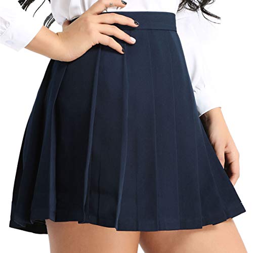 YiZYiF Women's High Waisted Casual Dress Girls School Uniforms Solid Pleated Mini Skirt3