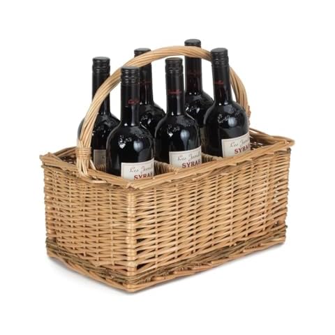 Red Hamper Wicker Bottle Carrier for 6 Bottles Cover