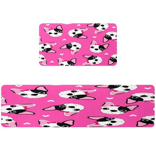Tapete de cocina con diseño de perro en lazo rojo de 2 piezas 2