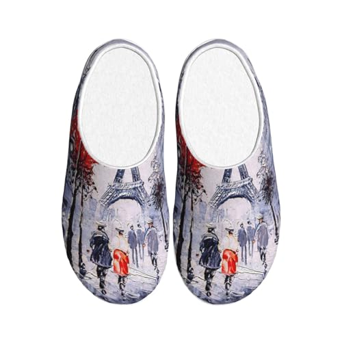 Chaussons d'hiver chauds antidérapants 39 EU pantoufles peluche Paris Tour Eiffel