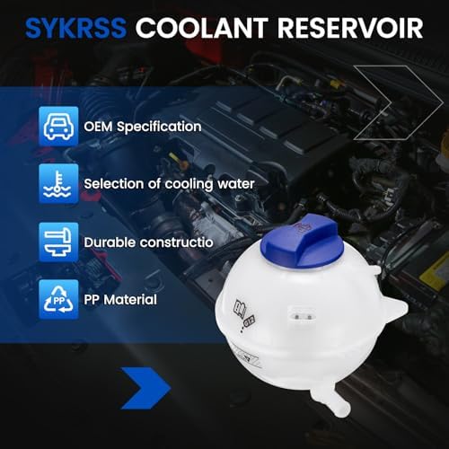 SYKRSS Engine Coolant Reservoir Tank 603-027 Compatible with Volkswagen Golf Jetta Beetle Clasico Panel R32 Compatible with Audi Compatible with Seat Leon Toledo Replace 1J0121403B 1J0121407F - 4