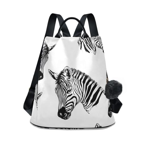 Zebra Line Print Backpack for Women Anti Theft Large Fashion Travel Shoulder Bag Purse Rucksack Lightweight