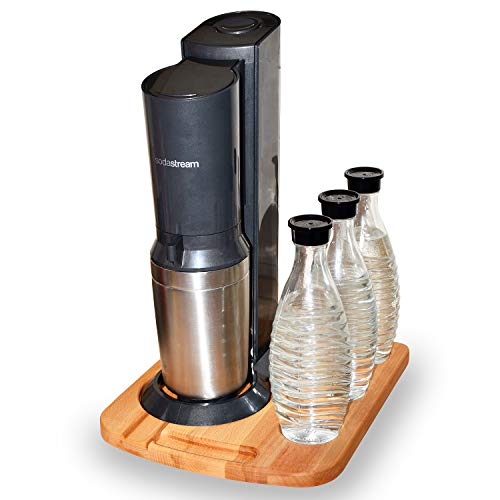Gleitbrett für Sodastream Wassersprudler - Unterlage mit 3 Flaschenhaltern & Griffmulde - Holz - Woody & Ellen (Bambus)