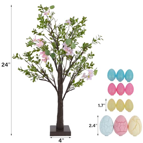 DRDUDU-Easter-Decoration-Set-of-2-Lighted-24-Inch-Artificial-Tree-with-Easter-Eggs-Colorful-LED-Lights-Light-Up-Tabletop-Bonsai-Tree-for-Table-Home-Holiday-Spring-Decor DRDUDU Easter Decoration Set of 2 Lighted 24 Inch Artificial Tree with Easter Eggs Colorful LED Lights Light Up Tabletop Bonsai Tree for Table Home Holiday Spring Decor