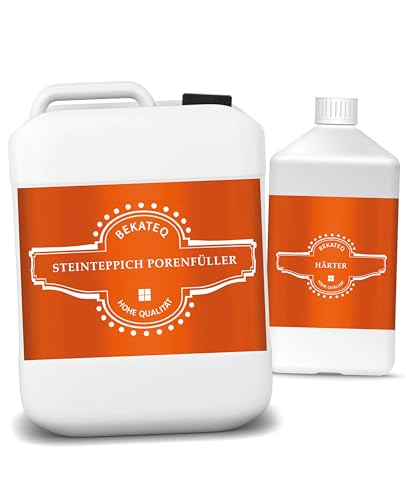 BEKATEQ BK-640EP 2K Steinteppich Porenfüller, 3 kg farblos I 2-komponentiger Epoxidharz-Porenfüller I Besonders geeignet für Küche, Bad, Garage I Porenverschluss für bessere Reinigungsfähigkeit
