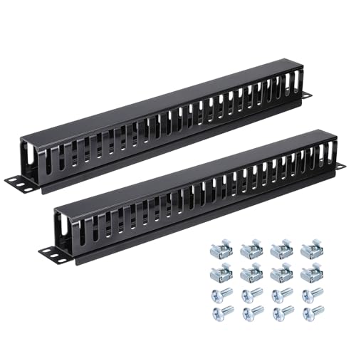 Gestionnaire de câbles pour armoire réseau PATIKIL 1U 19 pouces noir