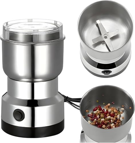 Image of Multifunctional Stainless Steel Grinder Coffee Bean Grinder, Dry Masala Mixer Grinder & Spice Smash Machine for Home Use | Powerful Household Mixer & Coffee Maker