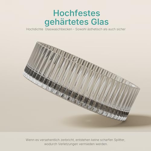 Lavabo de cristal sin agujero que evita salpicaduras en aseos 7