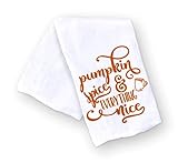 Handmade Pumpkin Spice and Everything Nice Kitchen Towel - 100% Cotton Fall Towel - 28x28 Inch Perfect for Chef-Housewarming Pumpkin Birthday Gift (Pumpkin Spice and Everything Nice)