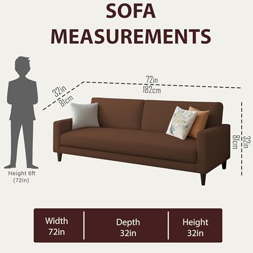 Image of Kathleen 3 Seater Sofa Set for Living Room - Foldable Convertible Couch Furniture for Home, Office or Guest Use, Modern Designer Stylish Comfortable (Brown)