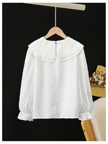 SweatyRocks Girl's Ruffle Long Sleeve Collar Spring Top Swiss Dots Bow Blouse Shirts2