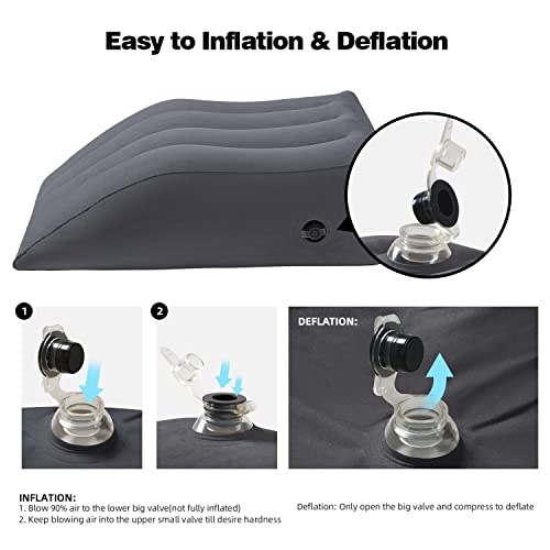 Ushma Leg Elevation Pillows | Inflatable Leg Wedge Pillow | Wedge Pillow For Legs Reduce Swelling, Blood Circulation, Back Pain, After Surgery | Foot Elevation Pillow For Leg Lift Rest (Dark Grey) #TOP4