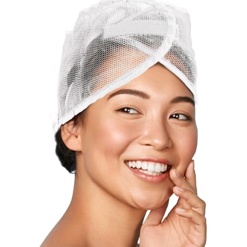 DONNA Mesh Wrap Extra Large Size - Face Wash Headbands for Women, Shower Cap Alternative, Soft and Breathable Material, Ideal for Hair Care and Beauty Routines, 1PC WHITE COLOR