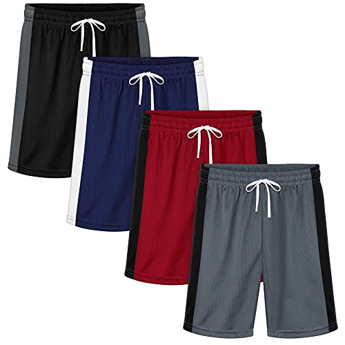Resinta 4 Pack Boys Mesh Athletic Shorts Breathable Quick Dry Active Shorts With Drawstring Basketball Shorts For Gym Running #TOP25