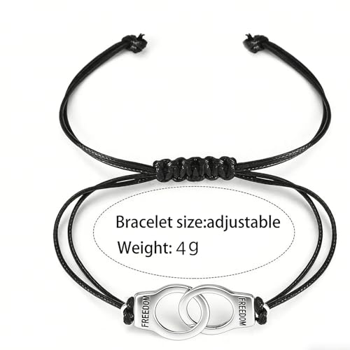 Image of YJT Partners in Crime for 2 Best Friends Handcuff BFF Bracelets Girls Women Friendship Bracelets for Couples, Mom and Daughter 2PC, with 2 Message Cards
