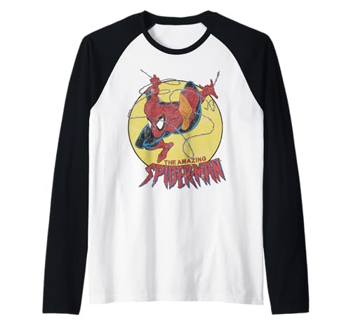 Image of Marvel The Amazing Spider-Man Vintage Jump Logo Raglan Baseball Tee