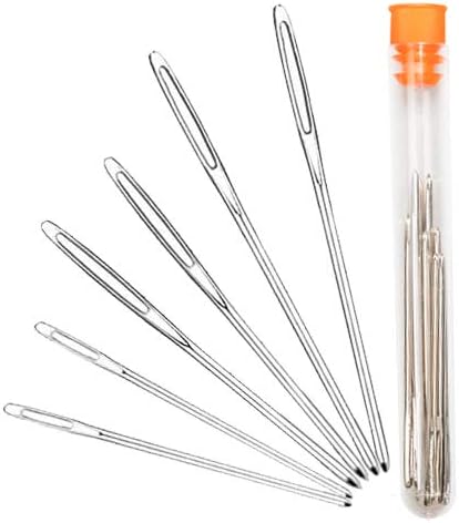 Hekisn Large-Eye Blunt Needles, 6 Piece Pro Quality Stainless Steel Yarn Knitting Needles, Sewing Needles, Crafting Knitting Weaving Stringing Needles (6 Pieces)