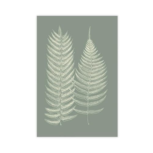 Toile fougère vert sauge pour raviver un mur blanc de salon