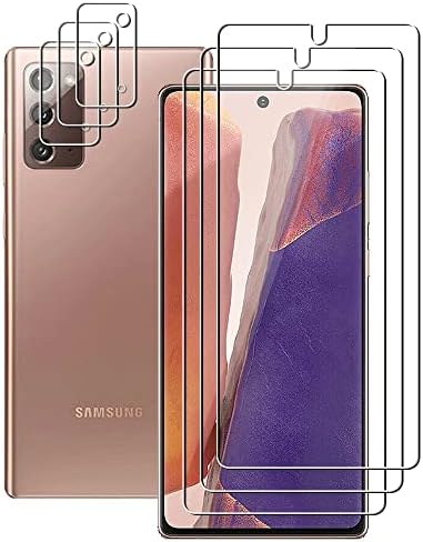UZWZW (3+3) For Samsung Galaxy Note 20 5G 4G (3 Pack) Tempered Glass Screen Protector and (3 Pack) Camera Lens Protector, 9H Hardness, 2.5D, Anti Scratch, HD Clear
